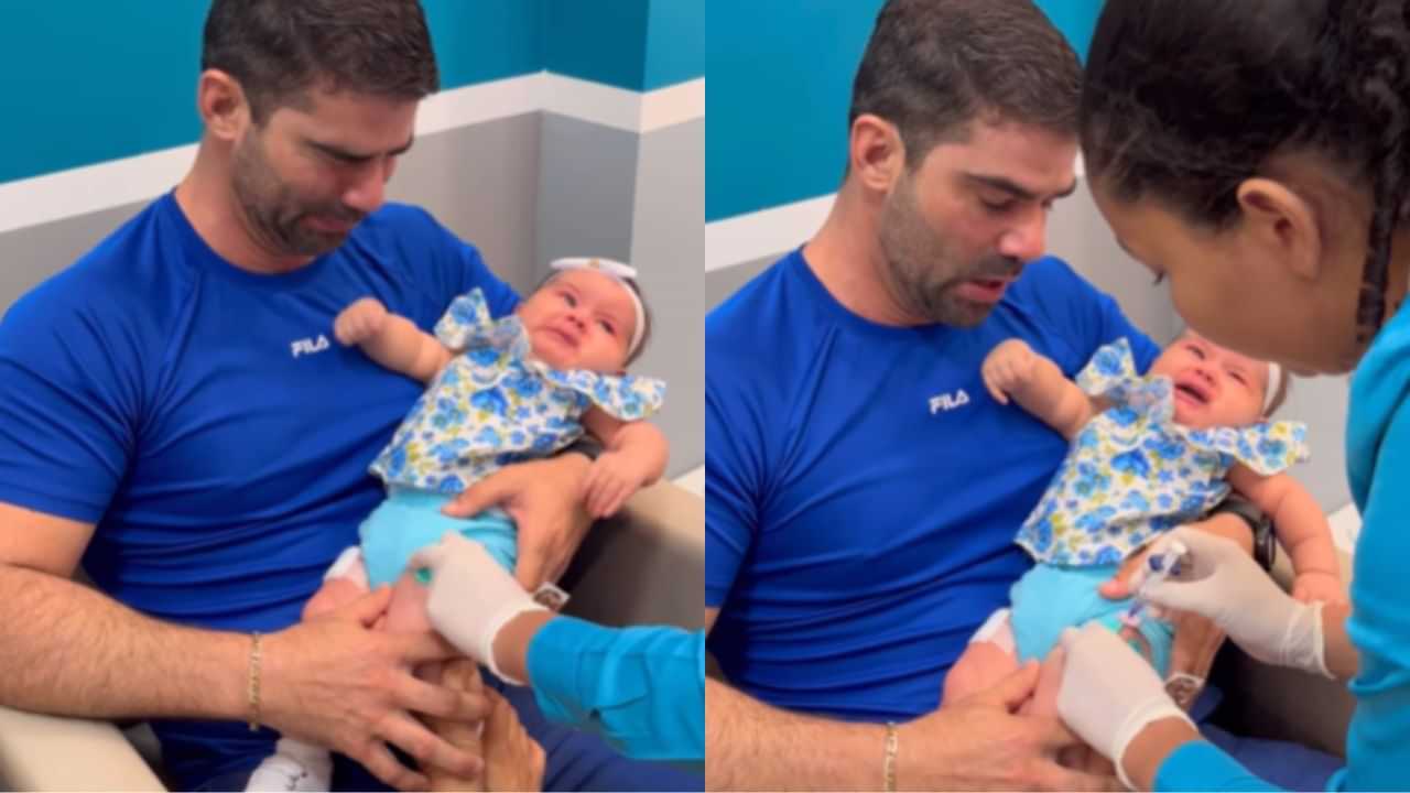 Viral Video : மகளுக்கு ஊசி போடும் போது கதறி கதறி அழுத தந்தை.. இணையத்தில் வைரலாகும் வீடியோ!