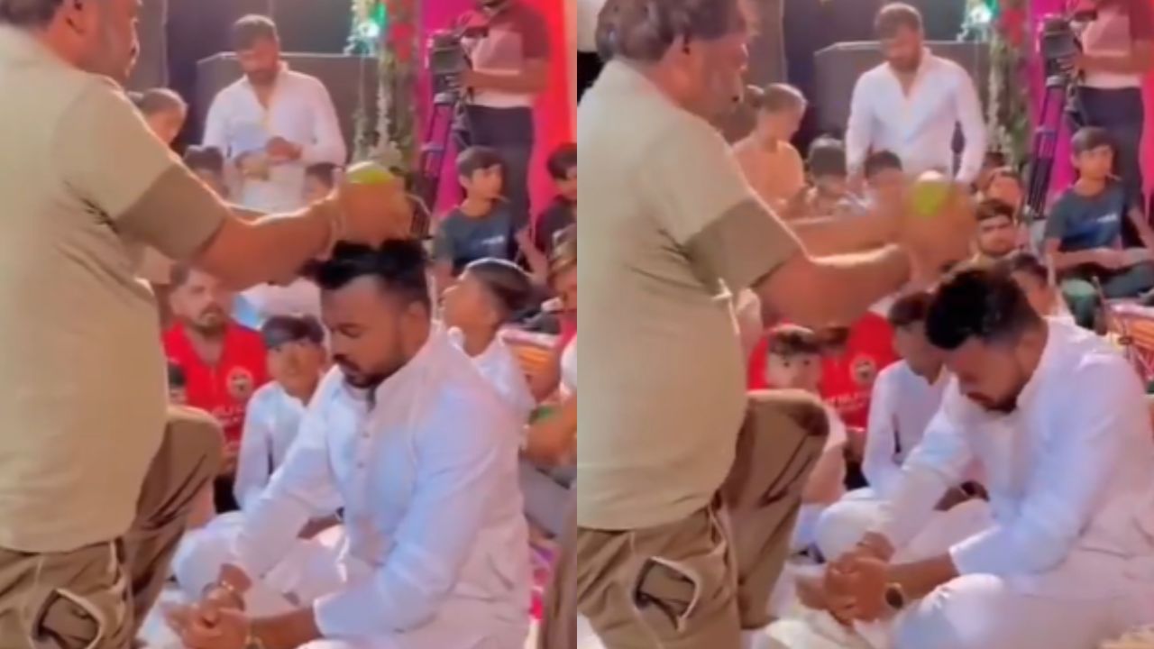 Viral Video : மணமகனின் தலையில் தேங்காய் உடைப்பு.. வித்தியாசமான முறையில் நடக்கும் திருமண சடங்கு! Viral Video : மணமகனின் தலையில் தேங்காய் உடைப்பு.. வித்தியாசமான முறையில் நடக்கும் திருமண சடங்கு!