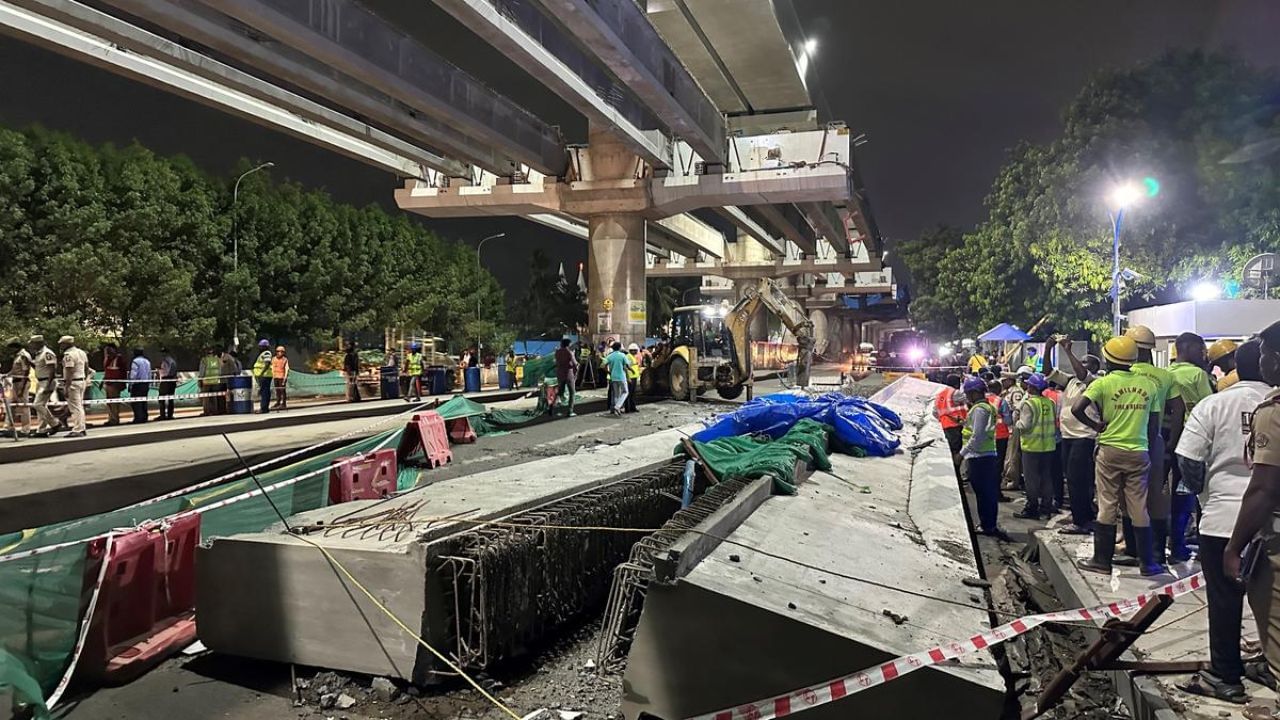 சென்னை மெட்ரோ பணி விபத்து: தூண் சரிந்து விழுந்து ஒருவர் உயிரிழப்பு! சென்னை மெட்ரோ பணி விபத்து: தூண் சரிந்து விழுந்து ஒருவர் உயிரிழப்பு!