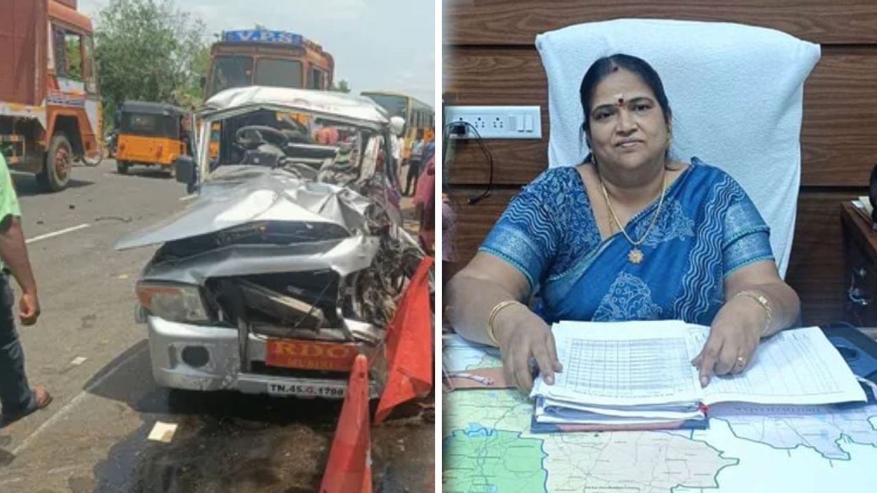 திருச்சி நெடுஞ்சாலையில் கோர விபத்து.. காரில் சென்ற முசிறி வருவாய் கோட்டாட்சியர் பலி! திருச்சி நெடுஞ்சாலையில் கோர விபத்து.. காரில் சென்ற முசிறி வருவாய் கோட்டாட்சியர் பலி!