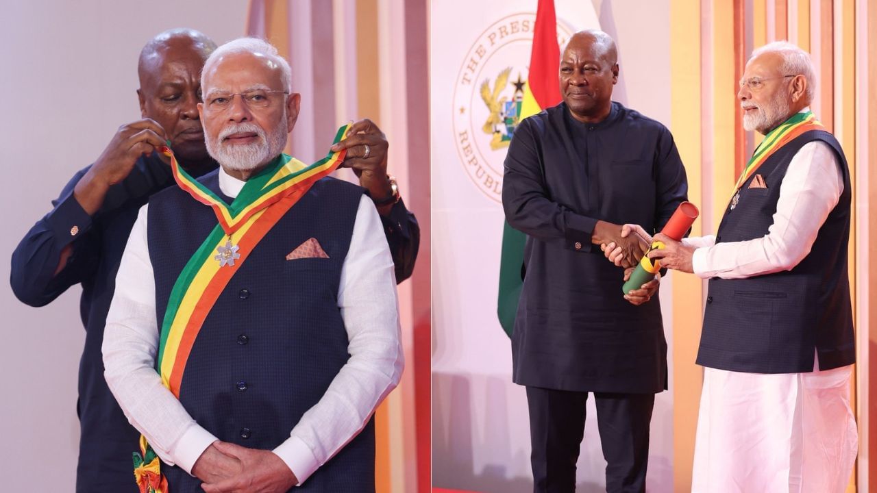 கானா சென்ற பிரதமர் நரேந்திர மோடிக்கு உயரிய விருது வழங்கி கௌரவம்!