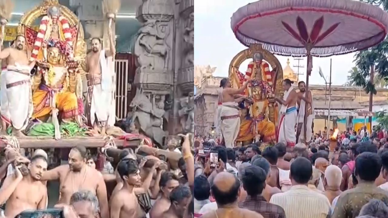 காஞ்சிபுரம் வரதராஜ பெருமாள் கோயில் கருட சேவை - காண குவிந்த பக்தர்கள்..