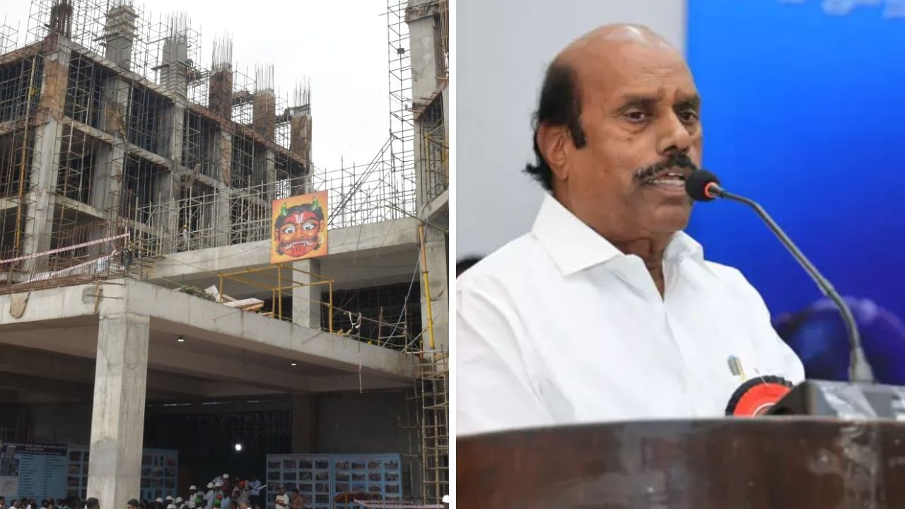 பெரியார் நூலக கட்டிடத்தில் கண் திருஷ்டி படம் ஏன்? அமைச்சர் எ.வ.வேலு விளக்கம்