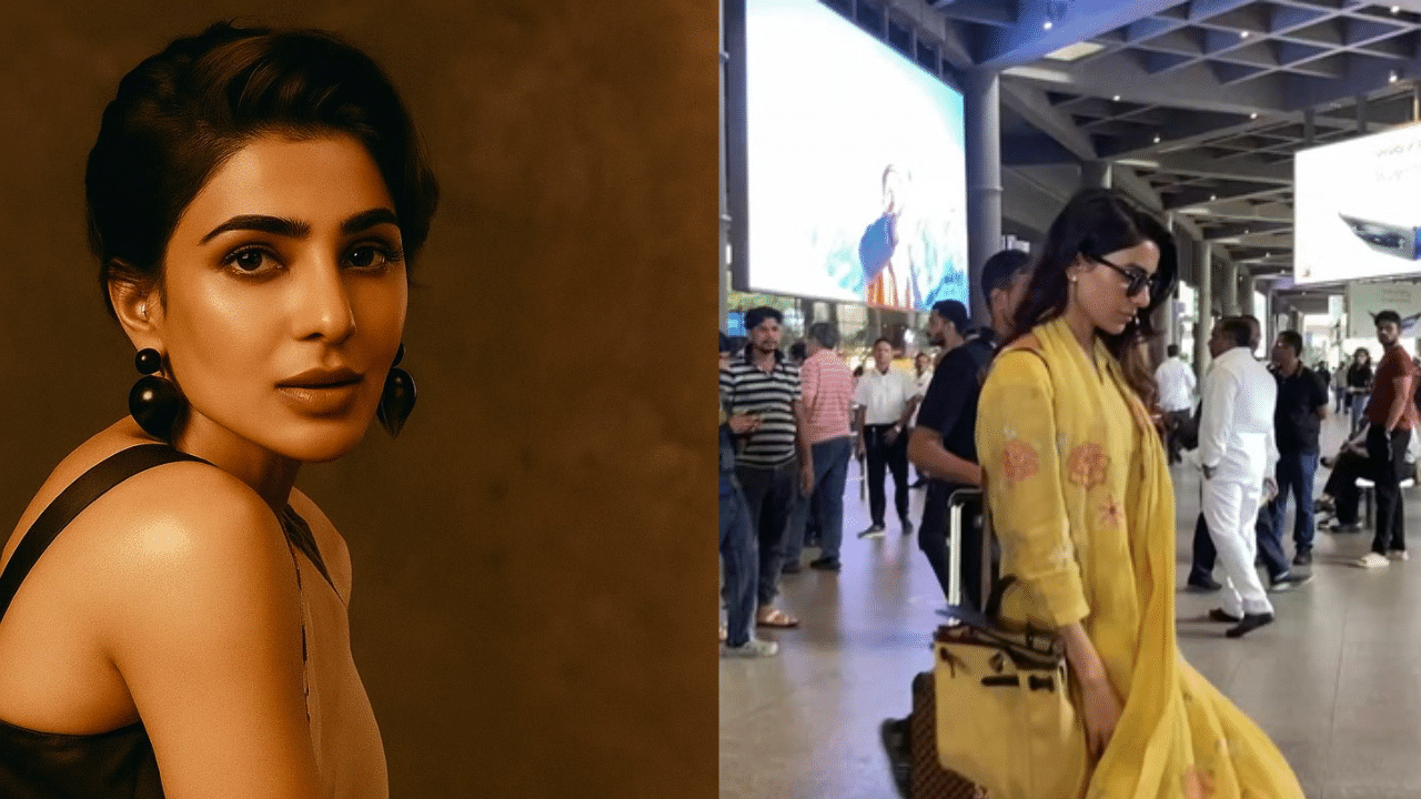 மும்பை விமான நிலையத்தில் நடிகை சமந்தா - வைரலாகும் வீடியோ!