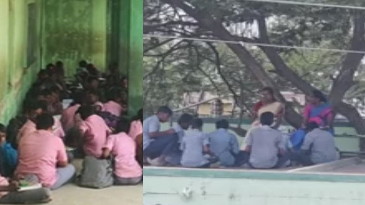 திருப்பூர் அரசு பள்ளியில் அவலம்: 8 ஆண்டுகளாக மொட்டை மாடியில் வகுப்புகள்..! திருப்பூர் அரசு பள்ளியில் அவலம்: 8 ஆண்டுகளாக மொட்டை மாடியில் வகுப்புகள்..!