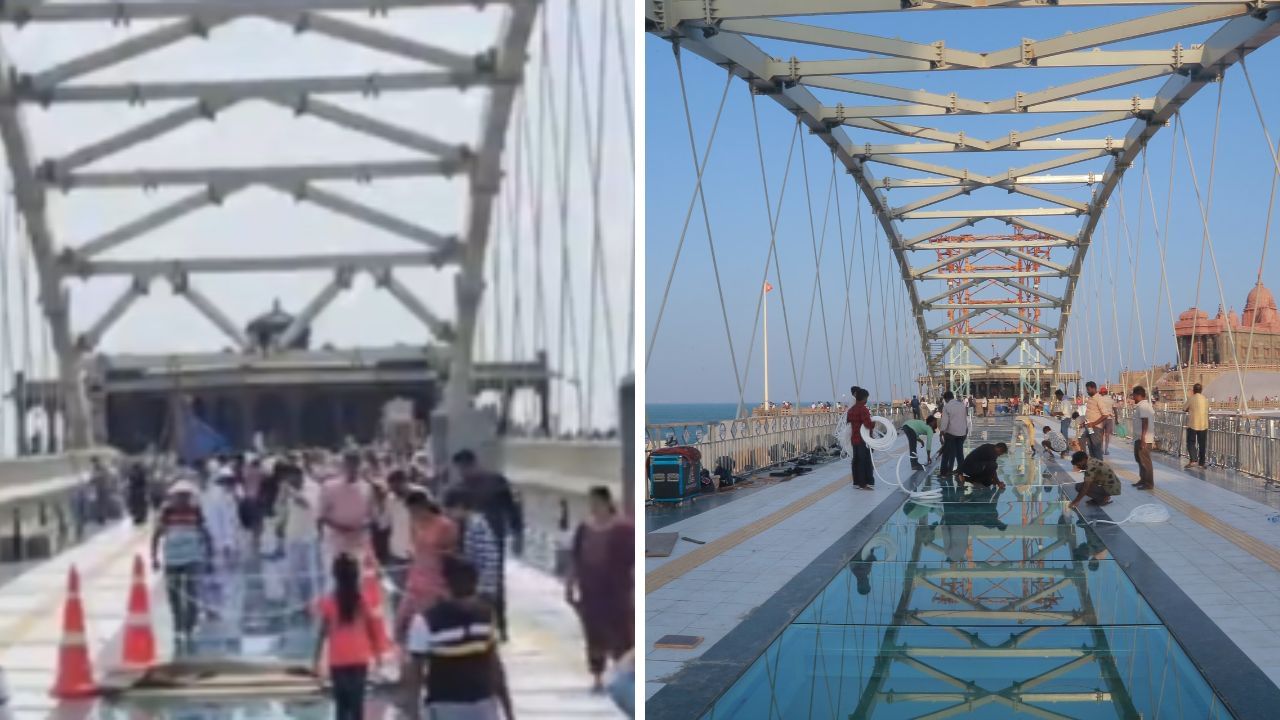 கன்னியாகுமரி கண்ணாடி இழை பாலத்தில் விரிசல்… சுற்றுலா பயணிகள் அச்சம்! கன்னியாகுமரி கண்ணாடி இழை பாலத்தில் விரிசல்… சுற்றுலா பயணிகள் அச்சம்!