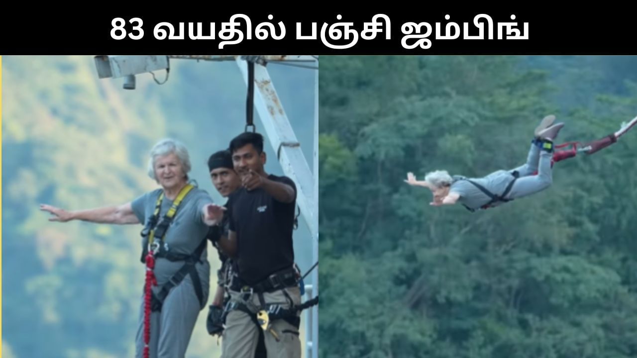 மனது இளமையாகவே உள்ளது.. 83 வயதில் பஞ்சி ஜம்பிங் செய்த மூதாட்டி.. வைரல் வீடியோ! மனது இளமையாகவே உள்ளது.. 83 வயதில் பஞ்சி ஜம்பிங் செய்த மூதாட்டி.. வைரல் வீடியோ!
