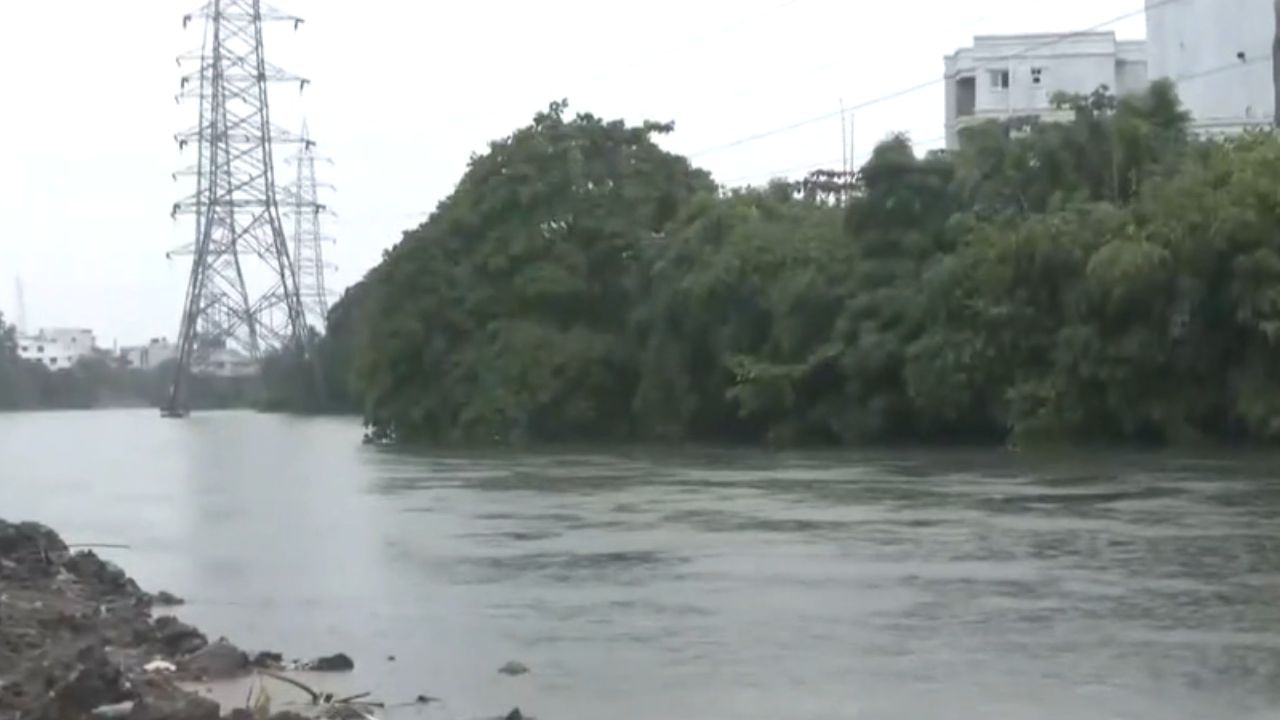 Chennai Rains : சென்னையில் தொடர் மழை.. பெருக்கெடுத்து ஓடும் கூவம் நதி!