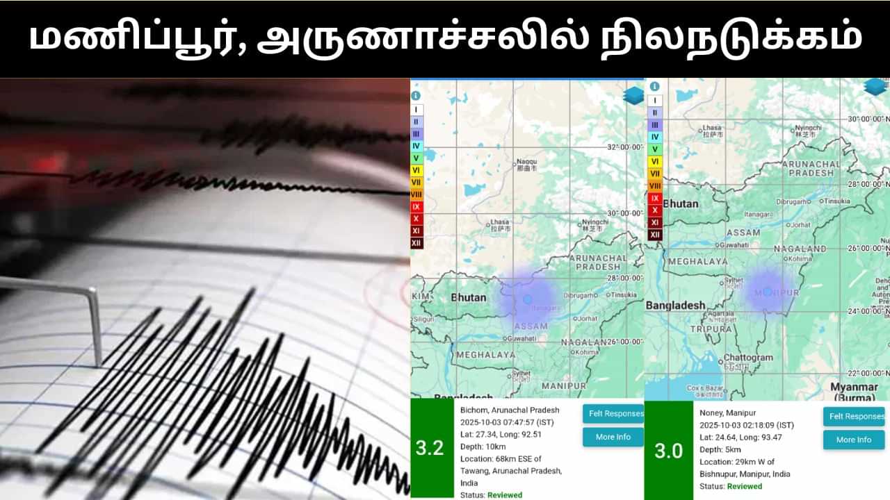மணிப்பூர், அருணாச்சல பிரதேசத்தை உலுக்கிய நிலநடுக்கம்.. பீதியில் உறைந்த பொதுமக்கள்!