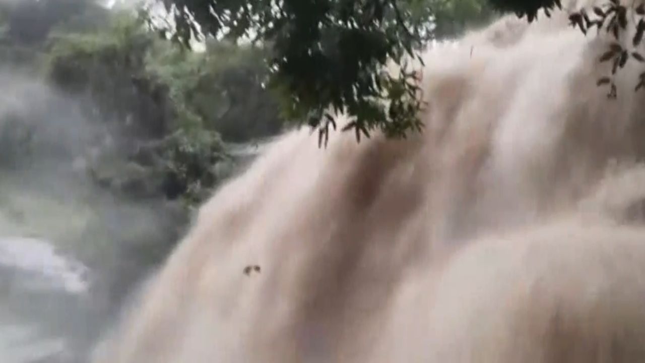 மேகமலை நீர்வீழ்ச்சியில் திடீர் வெள்ளப்பெருக்கு!