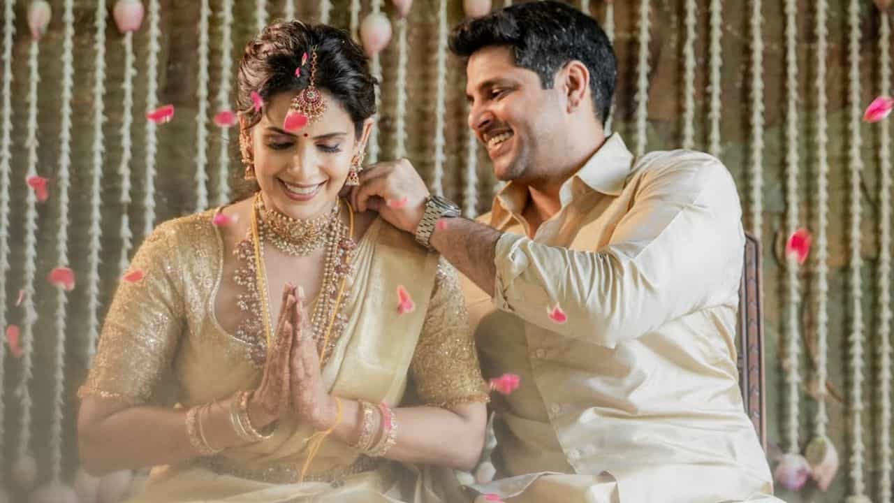 முன்னாள் கிரிக்கெட் வீரர் அனிருதா ஸ்ரீகாந்தை மணமுடித்த நடிகை சம்யுக்தா - வைரலாகும் போட்டோஸ்