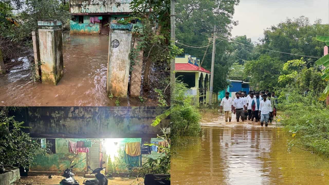 காரைக்குடியில் வீடுகளை சூழ்ந்த மழைநீர்.. மோட்டார் பம்புகள் மூலம் தண்ணீர் அகற்றம்..