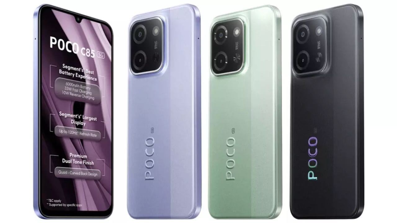 இந்த போக்கோ சி85 5ஜி ஸ்மார்ட்போனில் 6.9 இன்ச் HD+LCD டிஸ்பிளே கொடுக்கப்பட்டுள்ளது. இந்த ஸ்மார்ட்போன் மீடியாடெக் டைமன்சிட்டி 6300 சிப்செட் அம்சத்தை கொண்டுள்ளது. இந்த ஸ்மார்ட்போன் 50 மெகா பிக்சல் ரியர் கேமராவை கொண்டுள்ளது. இதில் 8 மெகா பிக்சல் சென்சார் கொடுக்கப்பட்டுள்ளது. 