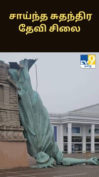 பலத்த காற்றால் சாய்ந்த சுதந்திர தேவி சிலை - பிரேசிலில் ஏற்பட்ட அதிர்ச்சி சம்பவம்...