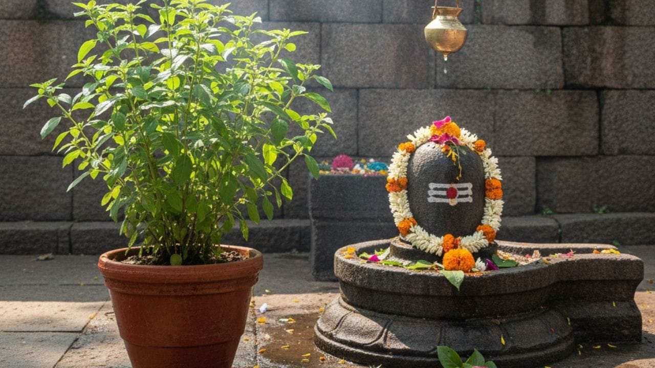 இதற்கான காரணங்கள் பழமையான புராணக் கதைகளில் உள்ளது. சிவபுராணத்தின் படி, துளசி என்பவர் உண்மையில் ஜலந்தரன் என்ற அசுர மன்னனின் மனைவியான பிருந்தா ஆவார். சிவபெருமான் போரில் ஜலந்தரனைக் கொன்றார். மனம் உடைந்த பிருந்தா, சிவனைச் சபித்து, பின்னர் துளசிச் செடியாக மாறினாள். இந்த நிகழ்வின் காரணமாக, பக்தர்கள் சிவனுக்கு துளசி இலைகளைச் சமர்ப்பிப்பதையோ அல்லது துளசிச் செடிக்கு அருகில் சிவலிங்கத்தை வைப்பதையோ தவிர்க்கிறார்கள்.இது மட்டுமல்ல; துளசி விஷ்ணுவின் மனைவியாகக் கருதப்படுகிறாள். துளசி விஷ்ணுவுக்கு உரியவள் என்பதால், அவள் சிவனுக்கு படைக்கப்படுவதில்லை.