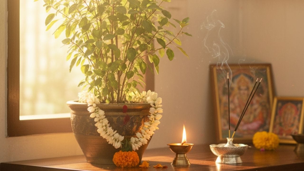 துளசி செடி இந்து மரபில் மிகப் புனிதமானதாகக் கருதப்படுகிறது. வீட்டு வாசலில் அல்லது மனைவாசலில் வளர்க்கப்படும் துளசி செடி, செல்வம், சுகம், அமைதி, பாக்கியம் அளிப்பதாக நம்பப்படுகிறது. இதனை மகாலட்சுமியின் அவதாரமாக கொண்டாடி தினமும் பூஜை செய்யும் வழக்கமும் உள்ளது. ஆயிரம் ஆண்டுகளாக மத நம்பிக்கை, ஆன்மிக உணர்வு மற்றும் குடும்ப ஒற்றுமையின் அடையாளமாக துளசி மதிக்கப்படுகிறது.