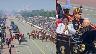 டெல்லி கடமை பாதையில் தேசிய கொடியை ஏற்றிய குடியரசு தலைவர் திரௌபதி முர்மு.. பிரம்மாண்டமாக நடந்த அணிவகுப்பு நிகழ்ச்சி..