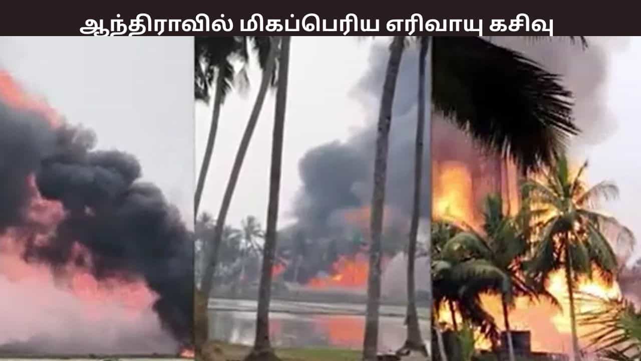 ஆந்திராவில் மிகப்பெரிய எரிவாயு கசிவு - தீ விபத்து காரணமாக புகை மண்டலமாக மாறிய கிராமம் - அதிர்ச்சி சம்பவம் ஆந்திராவில் மிகப்பெரிய எரிவாயு கசிவு - தீ விபத்து காரணமாக புகை மண்டலமாக மாறிய கிராமம் - அதிர்ச்சி சம்பவம்