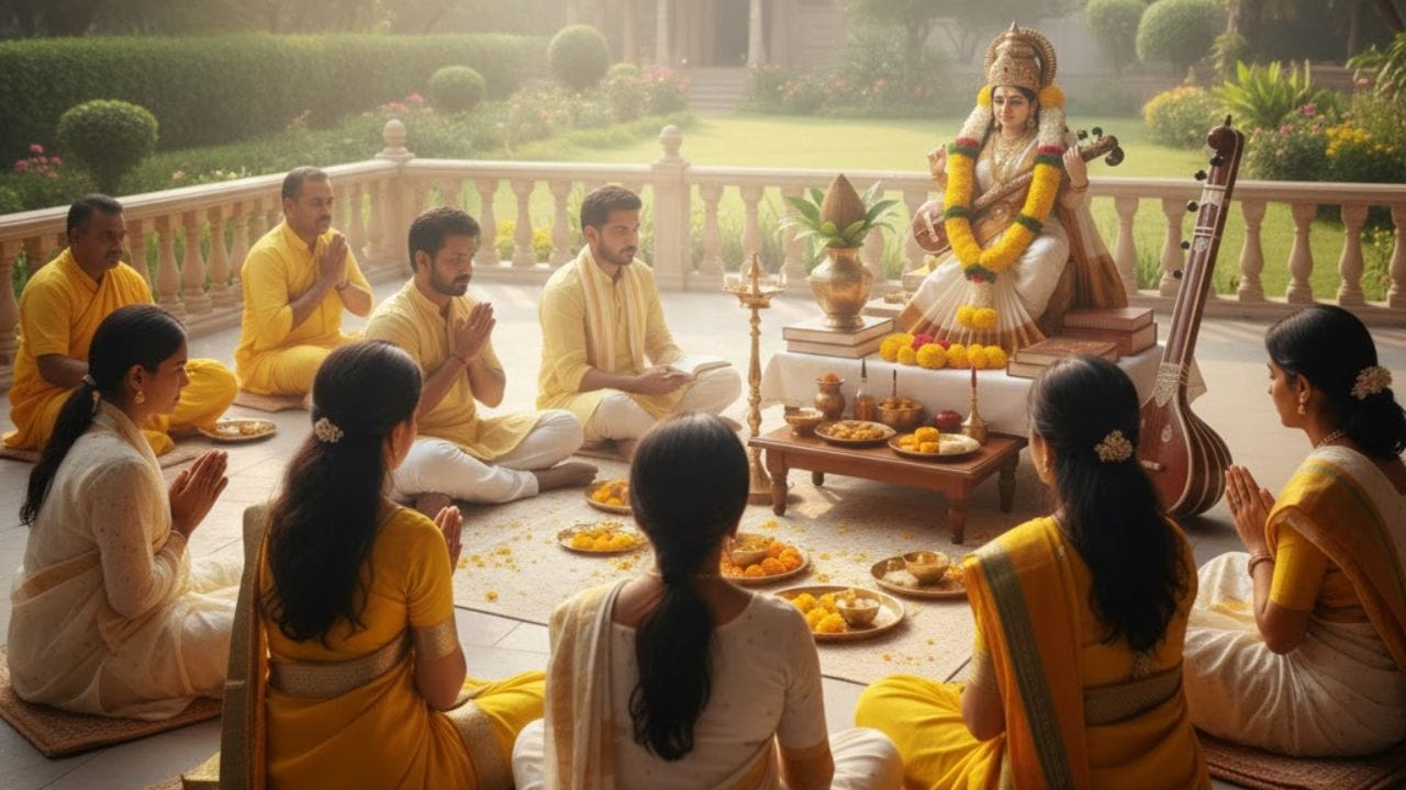 பஞ்சமி திதி ஜனவரி 23 காலை 02:28 மணிக்கு தொடங்கி, ஜனவரி 24 காலை 01:46 மணிவரை நீடிக்கிறது. வசந்த பஞ்சமியின் நடுப்பகல் கணம் 12:33 PM ஆகும். பூஜை முகூர்த்தம் காலை 7:13 AM முதல் 12:33 PM வரை - இந்த நேரத்தில் பஞ்சமி திதியும் முன்பகல் காலமும் இணைந்திருப்பதால் மிகவும் சிறந்ததாகக் கருதப்படுகிறது. அதனால் பள்ளிகள், கல்லூரிகள் மற்றும் கல்வி நிறுவனங்களில் காலைவேளையில் பூஜை நடத்துவது வழக்கம். பல இடங்களில், குழந்தைகளுக்கு முதல் எழுத்து (வித்யாரம்பம்) கற்பிப்பதும் இந்த நாளில் நடைபெறும்.