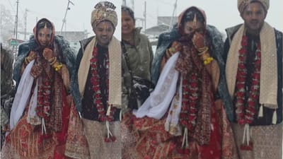 கொட்டும் வெள்ளை பனியில் திருமணம் - வைரல் வீடியோ!