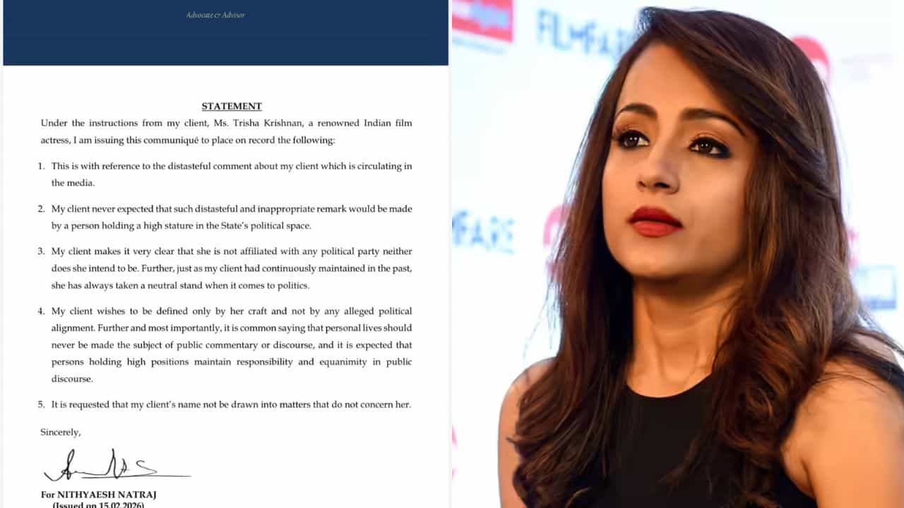 எந்தக்கட்சியிலும் நான் இல்லை.. பொதுவெளியில் விவாதம் வேண்டாம் - வழக்கறிஞர் மூலம் நடிகை த்ரிஷா அறிக்கை எந்தக்கட்சியிலும் நான் இல்லை.. பொதுவெளியில் விவாதம் வேண்டாம் - வழக்கறிஞர் மூலம் நடிகை த்ரிஷா அறிக்கை