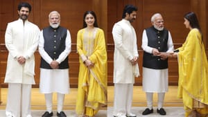 பிரதமர் மோடியை நேரில் சந்தித்து திருமண வரவேற்பிற்கு அழைப்பு விடுத்த விஜய் தேவரகொண்டா – ராஷ்மிகா !