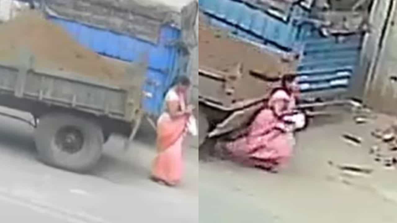 செல்போனில் பேசியவாறு சென்ற பெண்...பின்னால் வந்த டிராக்டர்...பதைபதைக்க வைக்கும் நிகழ்வு!