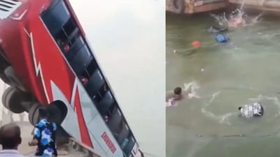 ஆற்றுக்குள் கவிழ்ந்த பேருந்து.. 23 பேர் பலி