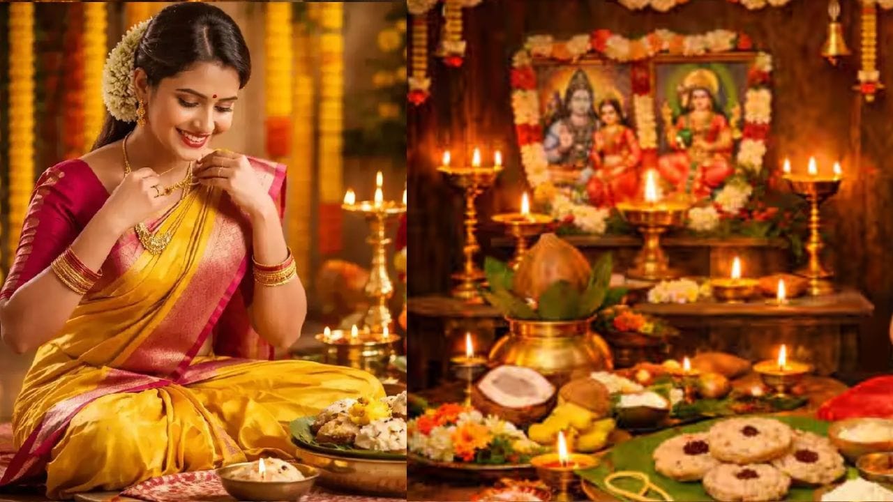 வீட்டில் எளிய வழிபாடு: காலையில் நீராடிவிட்டு, வீட்டு பூஜை அறையில் விளக்கேற்ற வேண்டும். குறிப்பாக காமாட்சி அம்மன் விளக்கு ஏற்றுவது சிறந்தது. அம்மனுக்கு வெற்றிலை, பாக்கு, பழம் மற்றும் ஒரு டம்ளர் பால் நிவேதனமாக வைக்கலாம். விரதம் இருக்காதவர்கள் கூட, தீபம் ஏற்றி வைத்த பிறகு கீழ்க்கண்ட நான்கு வரி மந்திரத்தைச் சொல்லி வழிபாடு செய்வது கணவரின் தீர்க்க ஆயுளுக்கும், அவர் உங்களை விட்டு நீங்காமல் இருப்பதற்கும் உதவும்.