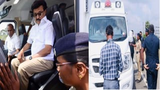 முதல்வர் ஸ்டாலின் பிரசார வாகனத்தை மறித்து பறக்கும் படையினர் அதிரடி சோதனை..