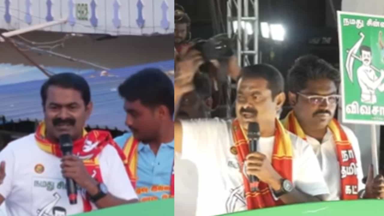 முருகன் பாடலை பாடி திருத்தணியில் பிரச்சாரத்தை தொடங்கிய சீமான்.. முருகன் பாடலை பாடி திருத்தணியில் பிரச்சாரத்தை தொடங்கிய சீமான்..