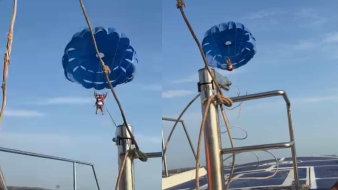 Viral Video : பாராசெய்லிங் செய்யும்போது கயிறு அறுந்து விழுந்த நபர்.. பரபரப்பு வீடியோ!