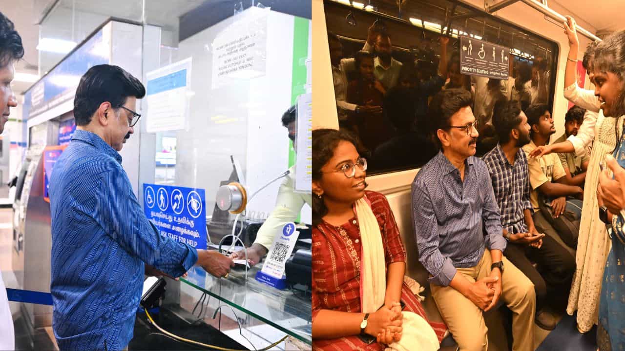 மெட்ரோ ரயிலில் பயணித்து வாக்குசேகரித்த முதல்வர் ஸ்டாலின்.. பயணிகளுடன் கலந்துரையாடி நெகிழ்ச்சி!!