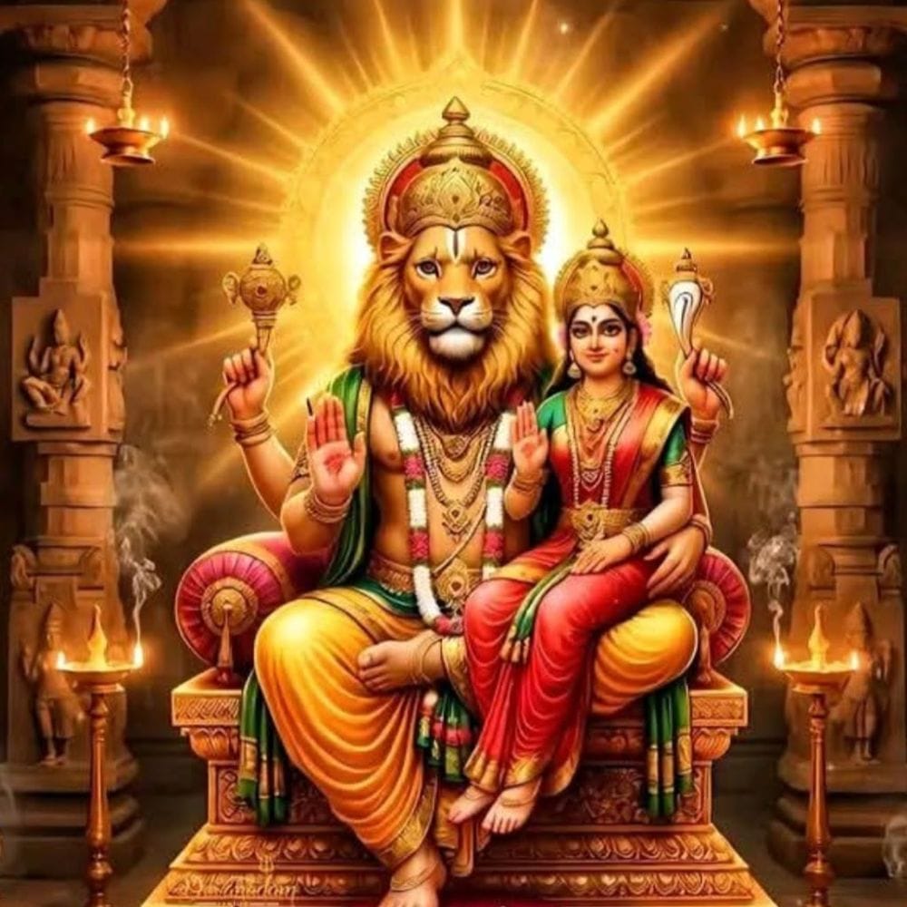 இரணியகசிபு என்ற அசுரன் கடுமையான தவம் செய்து பல வரங்களை பெற்றான். அவன் தேவர், மனிதர், மிருகம் யாராலும் கொல்ல முடியாதவனாக ஆனான். இதனால் அவன் மூவுலகையும் ஆட்சி செய்து தன்னைத் தானே கடவுள் என கூறினான். அவன் கொடுமையால் தேவர்கள் மற்றும் முனிவர்கள் துன்புற்றனர்.