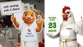 தேர்தல் இலச்சினையான எறும்புத் தின்னிகள்- நாமக்கல் முட்டை… வித்தியாசமான தேர்தல் விழிப்புணர்வு…!...