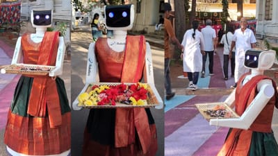 வாக்குச்சாவடியில் வழிகாட்டியாக செயல்படும் ரோபோ!!