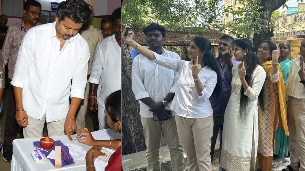 விஜய் கெட்டப்பில் வந்து வாக்கு செலுத்திய வாக்காளர்கள்...!