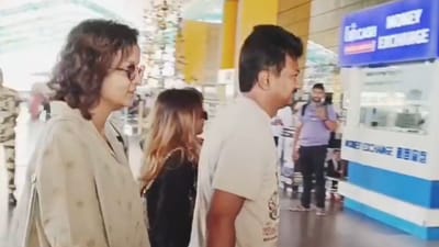 குடும்பத்துடன் சென்னை விமான நிலையம் வந்த உதயநிதி ஸ்டாலின்!