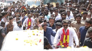 காரைக்குடியில் சைக்கிளில் பிரச்சாரம் செய்த விஜய்.. பேசாமல் போனதால் மக்கள் ஏமாற்றம்..