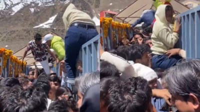 கேதார்நாத் கோயிலில் அலைமோதிய பக்தர்கள் கூட்டம் - வைரல் வீடியோ!