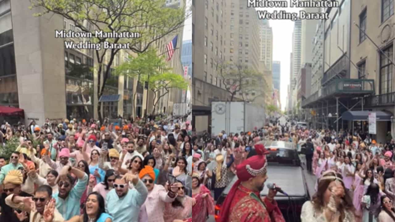 Viral Video : நியூயார்க் வீதியை ஸ்தம்பிக்க வைத்த இந்திய ஜோடியின் திருமண வரவேற்பு!