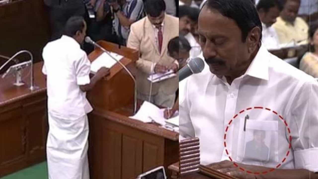 ஜெயலலிதா படத்தை நெஞ்சில் சுமந்து வந்து பதவியேற்ற தவெக அமைச்சர் கே.ஏ.செங்கோட்டையன்!