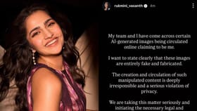 Rukmini Vasanth: நீச்சலுடையில் தன்னை பற்றிய ஏ.ஐ புகைப்படங்கள்.. போலீசில் புகார் கொடுத்த ருக்மிணி வசந்த்!...