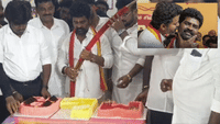 புதிய சர்ச்சை: வாளால் கேக் வெட்டிய தவெக எம்எல்ஏ விஜய் தாமு!...