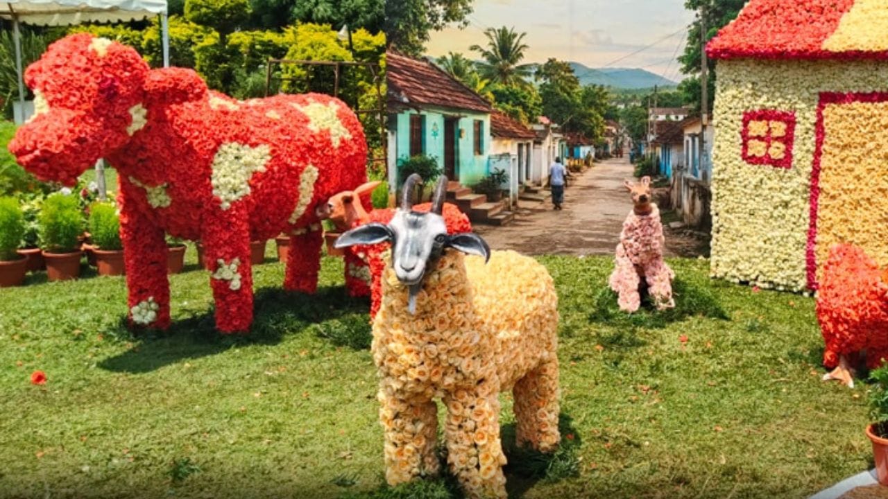 ஏற்காட்டில் அமைந்துள்ள  அண்ணா பூங்காவில்  பல்வேறு வண்ண மலர்களால் உருவாக்கப்பட்டுள்ள பிரம்மாண்டமான வடிவமைப்புகள் மற்றும் கண்காட்சிகள் சுற்றுலா பயணிகளை வெகுவாக கவர்ந்து வருகின்றன.  மேலும்,  அந்த பகுதியில்  இதமான,  குளுமையான  சூழலும் நிலவி வருகிறது. மேலும்,  தோட்டக்கலை சார்பில்  அண்ணா பூங்காவில் மலர்கள்,  பலன்கள்  மற்றும் காய்கறிகள் ஆகியவற்றை கொண்டு பல்வேறு வகையான  கண்காட்சிகள் அமைக்கப்பட்டுள்ளன.  மலர்களால் ஆன தொட்டிகளும்  காட்சிக்காக வைக்கப்பட்டுள்ளது.