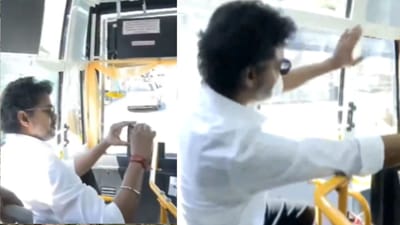 பெரம்பூர் பேருந்தில் ஏறிய முதல்வர் விஜய்..