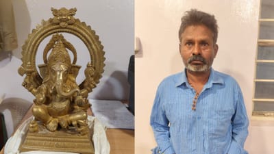 திருடப்பட்ட வெண்கல விநாயகர் சிலை.. திருடன் மடக்கிப் பிடிப்பு!