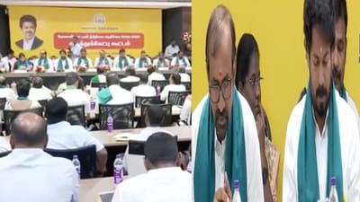 பச்சைத் துண்டு அணிந்து விவசாயிகள் கருத்தைக் கேட்ட அமைச்சர்கள்!