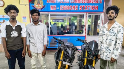 சென்னையில் பைக் சாகசம் செய்து ரீல்ஸ் வெளியிட்ட 3 பேர்..