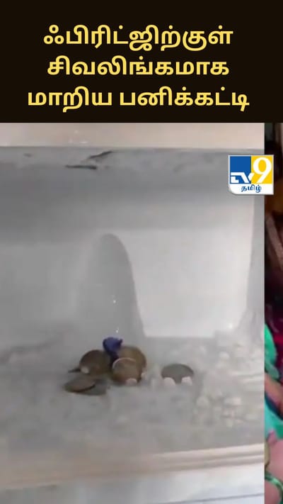 ஃபிரிட்ஜிற்குள் சிவலிங்கமாக மாறிய பனிக்கட்டி - வழிபாடு செய்த மக்கள்